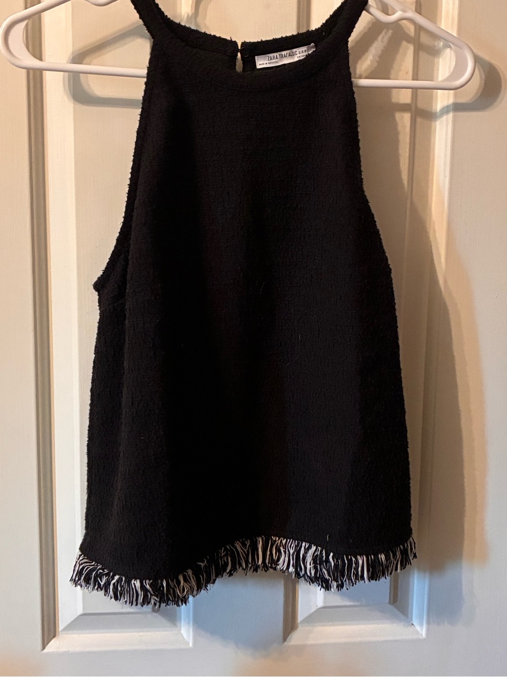 Zara Black A-Line Skirt with Fringe Hem